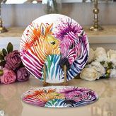 RealHomes 2 34x34 cm Renkli 1 Zebra Desenli Dijital Baskılı Modern Yuvarlak Servis Altlığı Supla