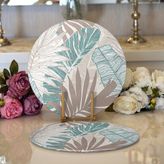 RealHomes 34x34 cm Renkli 2'li Modern Floral Desen Dijital Baskılı Özel Tasarım Yuvarlak Servis Altlığı Supla
