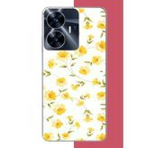 Realme C55 Uyumlu Sarı Çiçek Pattern Baskılı Silikon Kılıf