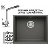 Realstone Steep 50 Antrasit Granit Evye & Abant Krom Batarya Seti