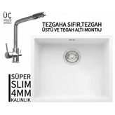 Realstone Steep 50 Beyaz Granit Evye & Abant Krom Batarya Seti