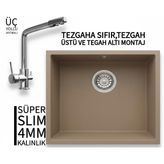 Realstone Steep 50 Cappuccino Granit Evye & Abant Krom Batarya Seti