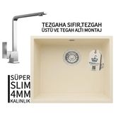 Realstone Steep 50 Krem Granit Evye & Göksu Krom Batarya Seti