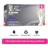 Reflex Flex Eldiven Reflex Flex Tek Kullanımlık Pudrasız Beyaz Eldiven 100'lü Kutu Cilt Dostu