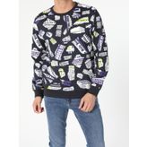 Regular Fit Baskılı Mavi Erkek Sweatshirt