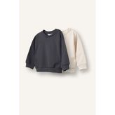 Regular Fıt Bisiklet Yaka Basıc Düz Sweatshirt Kumaşı 2'li Sweatshirt Erkek Bebek