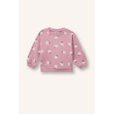Regular Fit Bisiklet Yaka Çiçekli Sweatshirt Kız Bebek