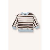 Regular Fit Bisiklet Yaka Düşük Omuzlu Çizgili Erkek Bebek Sweatshirt