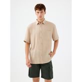 Regular Fit Erkek Gömlek K.kol - 2XL - Bej