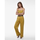 Regular Fit İp Askılı Kolsuz Crop Keten Bluz