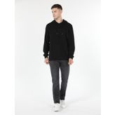 Regular Fit Kapüşonlu Siyah Erkek Sweatshirt