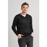 Regular Fit V Yaka Pamuklu Basic Erkek Triko Kazak