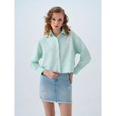 Regular Long Crop Kadın Gömlek U.kol - Mint Yeşili