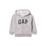 Relaxed Erkek Bebek GriFermuarlı Kapüşonlu Sweatshirt