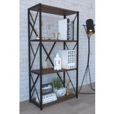 Remaks 4 Raflı Ceviz Metal Kitaplık