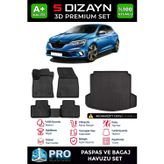 Renault Megane 4 Sedan 3D Pro Havuzlu Paspas Ve Çift Kulak Bagaj Havuzu Seti (2'Li Set) 2016-2021 A+ Kalite