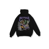 Resiliente Metallica Mor Baskılı Siyah Oversize Kapüşonlu Sweatshirt