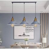 Retro Dekoratif 3 Lü Gri Rustik Metal Sarkıt Avize 60 Cm