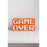 Retro "Game Over" 8-Bit Kabartmalı Dekoratif Obje - Masaüstü ve Duvar Süsü - Oyuncu Odası Dekorasyonu, Gaming Setup Aksesuarı, Gamer Hediyesi (Turuncu-Beyaz)