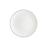 Retro Gourmet Kenar Çizgili Porselen Düz Tabak 12 Adet 27 CM Siyah