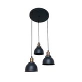 Retro Metal Dekoratif 3 Lü Siyah Rustik Avize Çap:30 Cm