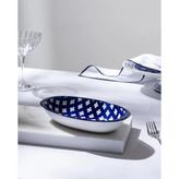 Reve Bleu Raye Oval Tabak - 22 cm - Mavi/Beyaz