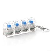 RGB Klavye Fidget Oyuncak Anahtarlık, 4 Düğmeli ve Renkli LED Işıklı, Stres Giderme, Evde Odaklanma ve Eğlence için Taşınabilir ABS Clicker, Ofis, (Şeffaf beyaz)