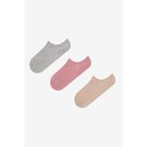 Ribbed Gri-Pembe Sneaker Çorap