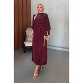 Riella Butik Milot Tesettür Elbise - Bordo - 42