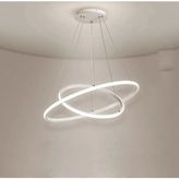 Rings Modern Tasarım Beyaz Renk - Yatak Odası - Salon - Çocuk Odası - Mutfak Beyaz LED 2 Li Avize - Metal
