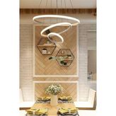 Rings Modern Tasarım Eskitme Renk - Yatak Odası - Salon - Çocuk Odası - Mutfak Beyaz LED 3 Lü Avize - Metal