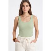 Ritnice Kadın Cotton Premium Doku Açık Çağla Pamuklu Basic Fitilli Atlet