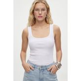 Ritnice Kadın Cotton Premium Doku Beyaz Pamuklu Basic Fitilli Atlet - Ekru