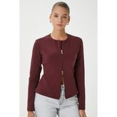 Ritnice Kadın Dean Premium Çift Taraf Fermuarlı Bordo Bluz