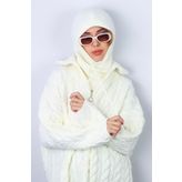 Ritnice Kadın İpli Krem Balaclava Triko Bere / Başlık