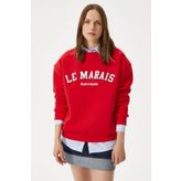 Ritnice Kadın Marais Kırmızı Nakışlı Oversize Sweatshirt