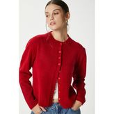 Ritnice Kadın Nina Bisiklet Yaka Kırmızı Basic Hırka - XL