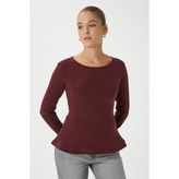 Ritnice Kadın Runa Premium Bordo Peplum Bluz
