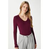 Ritnice Kadın Zera Lux Touch V Yaka Bordo Bluz