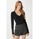 Ritnice Kadın Zera Lux Touch V Yaka Siyah Bluz - M