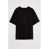 RIVER Erkek Oversize Fit Bol Kesim Nakış İşlemeli Basic Örme Siyah T-Shirt