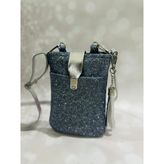 Rivetli Kilitli Telefon Çantası/ Çapraz Çanta - 15*20 - Beyaz - Siyah - Gümüş