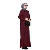 Robalı Sahra Tesettür Elbise-Bordo