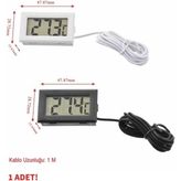 Robiz Sıcaklık Isı Termometresi Mini Dijital Isı Ölçer Ntc Sensör -50C 110C Buzdolabı Akvaryum Oda Depo