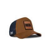 Rock Logolu Camel-Lacivert Trucker Şapka