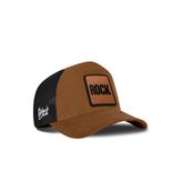 Rock Logolu Camel-Siyah Trucker Şapka