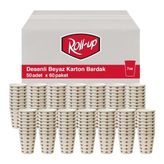 Roll-Up Karton Bardak 7 Oz Desenli Beyaz 3000 Adet