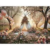 Romantik Bahar Temalı Arka Plan 200X150CM, Stüdyo Fonu - -