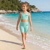 Rony Pony Kids Kız Çocuk Mint Yeşili Crop Üst ve Uzun Şortlu Mayo Takımı - 2 Parça - 5 - 6 Yaş