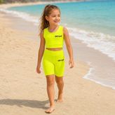 Rony Pony Kids Kız Çocuk Neon Sarı Crop Üst ve Uzun Şortlu Mayo Takımı - 2 Parça - 9 - 10 Yaş